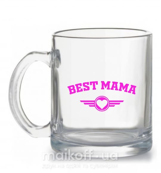 Чашка скляна BEST MAMA с сердечком Прозорий фото
