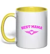 Чашка з кольоровою ручкою BEST MAMA с сердечком Сонячно жовтий фото