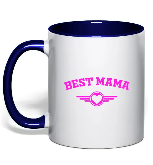 Чашка з кольоровою ручкою BEST MAMA с сердечком Глибокий темно-синій фото