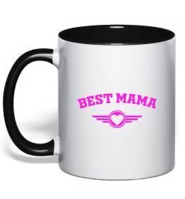 Чашка с цветной ручкой BEST MAMA с сердечком