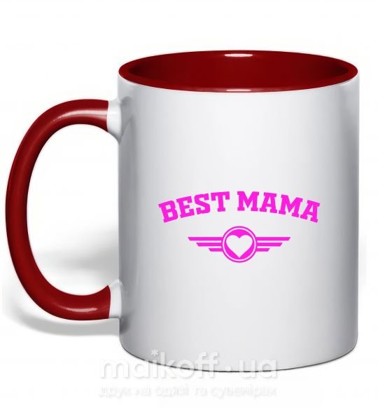 Чашка с цветной ручкой BEST MAMA с сердечком Красный фото