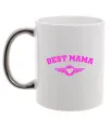 Чашка з кольоровою ручкою BEST MAMA с сердечком Срібло фото