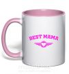 Чашка з кольоровою ручкою BEST MAMA с сердечком Ніжно рожевий фото