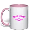 Чашка з кольоровою ручкою BEST MAMA с сердечком Ніжно рожевий фото