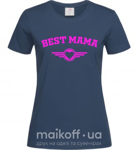 Жіноча футболка BEST MAMA с сердечком Темно-синій фото