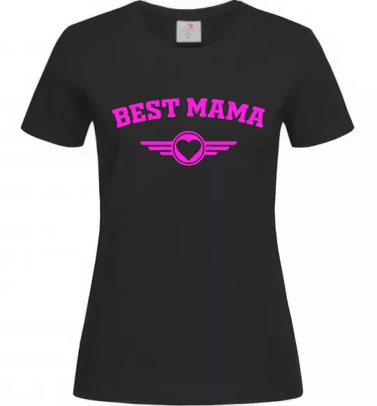 Жіноча футболка BEST MAMA с сердечком Чорний фото