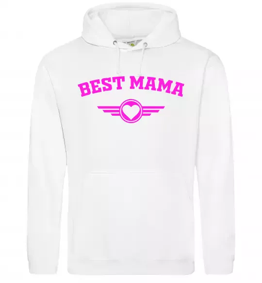 Жіноча толстовка (худі) BEST MAMA с сердечком Білий фото