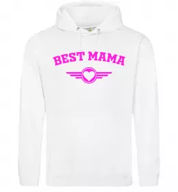 Женская толстовка (худи) BEST MAMA с сердечком Белый фото