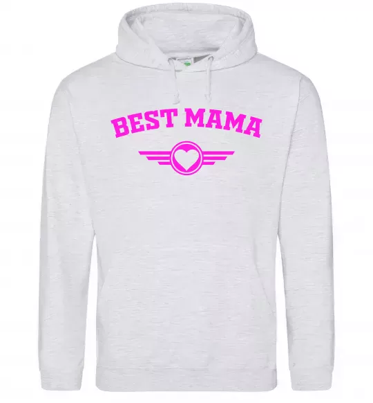 Жіноча толстовка (худі) BEST MAMA с сердечком Сірий меланж фото