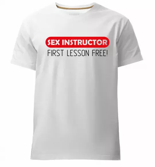 Чоловіча преміум футболка SEX INSTRUCTOR. FREE Білий фото