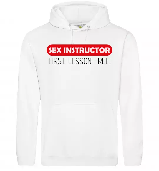 Мужская толстовка (худи) SEX INSTRUCTOR. FREE Белый фото