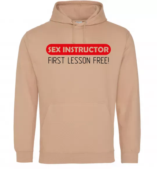 Мужская толстовка (худи) SEX INSTRUCTOR. FREE Песочный фото