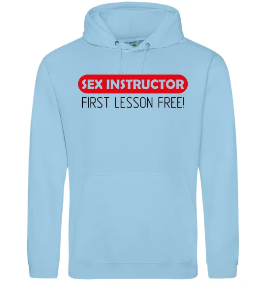 Чоловіча толстовка (худі) SEX INSTRUCTOR. FREE Блакитний фото