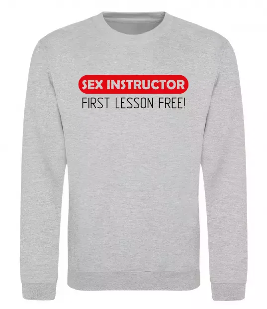 Світшот SEX INSTRUCTOR. FREE Сірий меланж фото