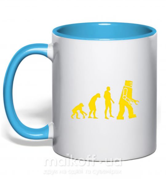 Чашка с цветной ручкой ROBOT EVOLUTION Голубой фото
