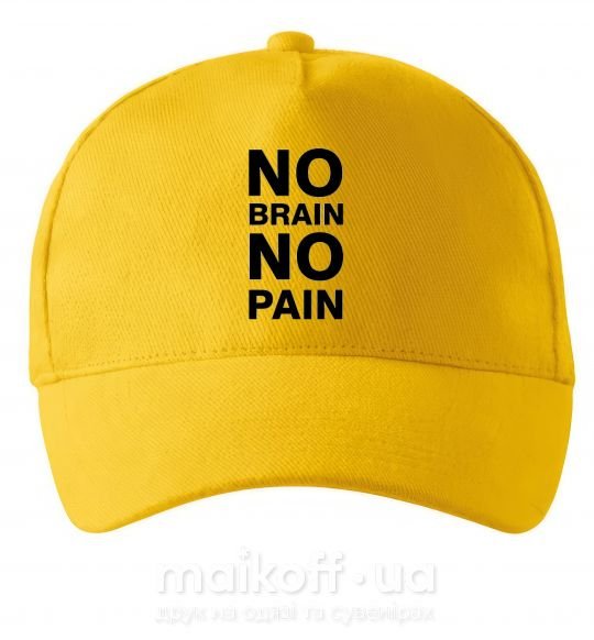 Кепка NO BRAIN - NO PAIN Сонячно жовтий фото