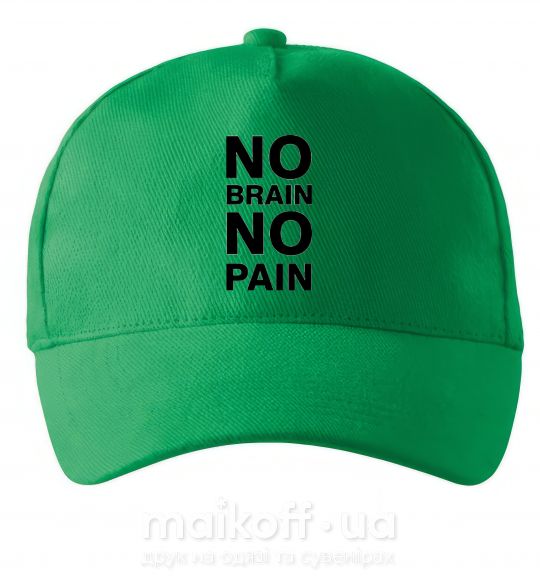 Кепка NO BRAIN - NO PAIN Зелений фото