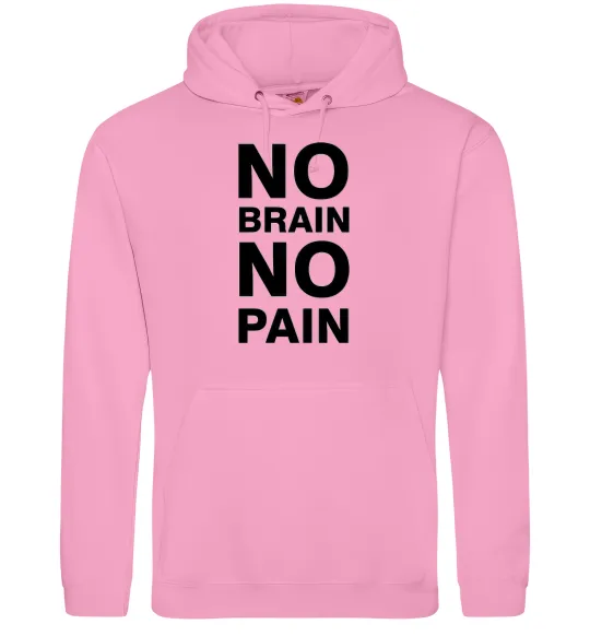Мужская толстовка (худи) NO BRAIN - NO PAIN Розовый фото