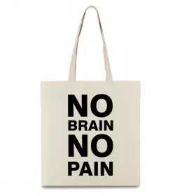Эко-сумка NO BRAIN - NO PAIN Бежевый фото