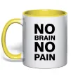 Чашка з кольоровою ручкою NO BRAIN - NO PAIN Сонячно жовтий Чашка з кольоровою ручкою NO BRAIN - NO PAIN Сонячно жовтий фото