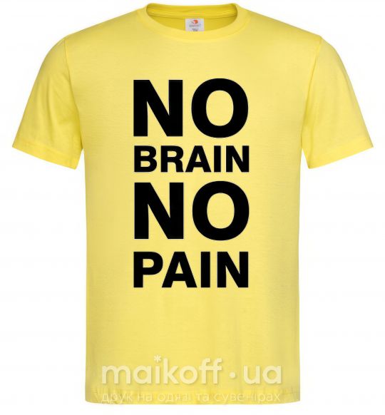 Мужская футболка NO BRAIN - NO PAIN Лимонный фото