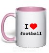 Чашка з кольоровою ручкою I LOVE FOOTBALL Ніжно рожевий фото