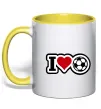 Чашка с цветной ручкой I LOVE FOOTBALL Солнечно желтый фото
