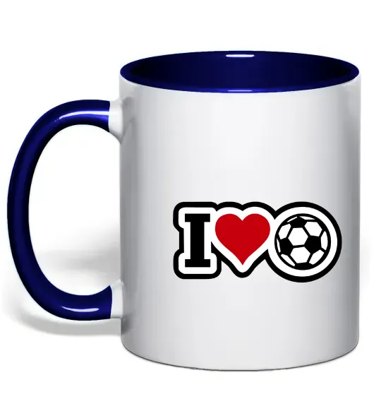 Чашка с цветной ручкой I LOVE FOOTBALL Глубокий темно-синий фото