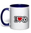Чашка с цветной ручкой I LOVE FOOTBALL Глубокий темно-синий фото