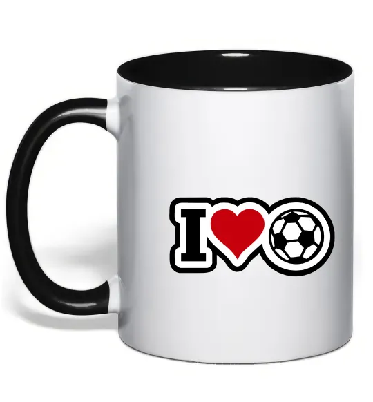 Чашка с цветной ручкой I LOVE FOOTBALL Черный фото