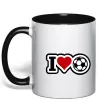 Чашка с цветной ручкой I LOVE FOOTBALL Черный фото