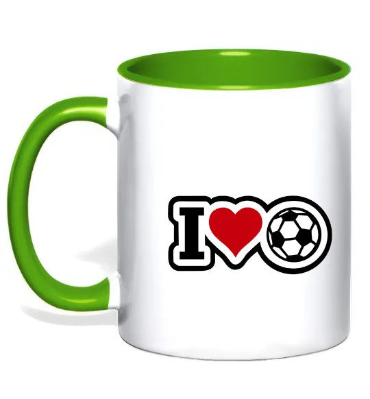 Чашка с цветной ручкой I LOVE FOOTBALL Лаймовый фото