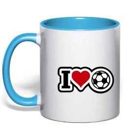 Чашка с цветной ручкой I LOVE FOOTBALL
