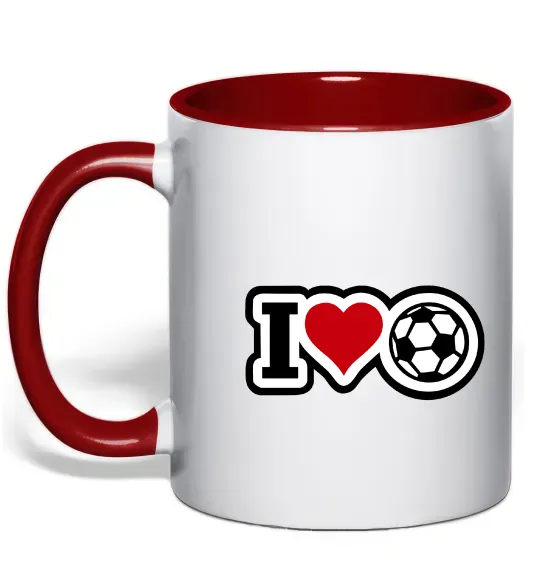 Чашка с цветной ручкой I LOVE FOOTBALL Красный фото