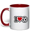 Чашка с цветной ручкой I LOVE FOOTBALL Красный фото