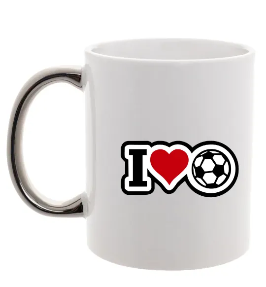 Чашка с цветной ручкой I LOVE FOOTBALL Серебро фото