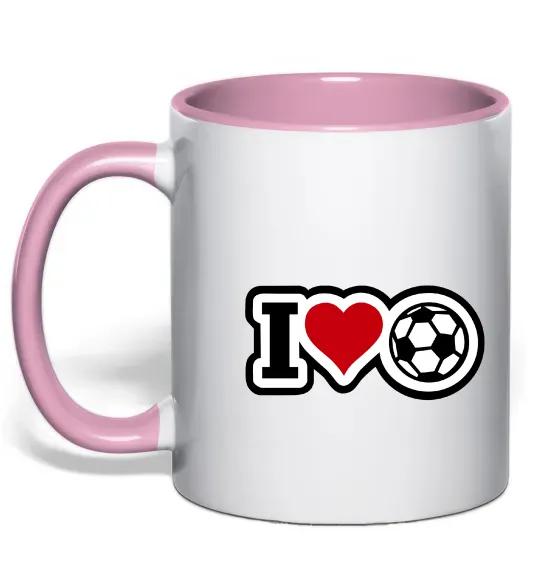 Чашка с цветной ручкой I LOVE FOOTBALL Нежно розовый фото