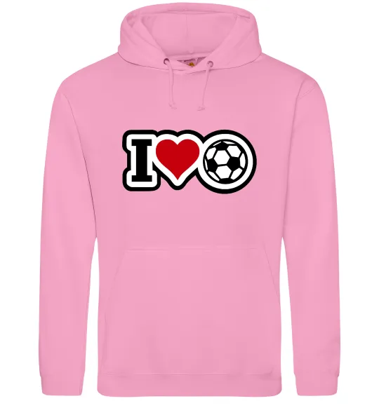 Мужская толстовка (худи) I LOVE FOOTBALL Розовый фото