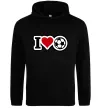 Мужская толстовка (худи) I LOVE FOOTBALL Черный фото