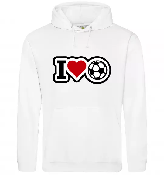 Мужская толстовка (худи) I LOVE FOOTBALL Белый фото