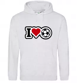 Мужская толстовка (худи) I LOVE FOOTBALL Серый меланж фото