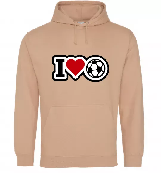 Мужская толстовка (худи) I LOVE FOOTBALL Песочный фото