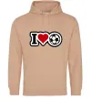 Мужская толстовка (худи) I LOVE FOOTBALL Песочный фото