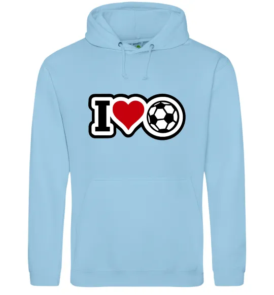 Мужская толстовка (худи) I LOVE FOOTBALL Голубой фото
