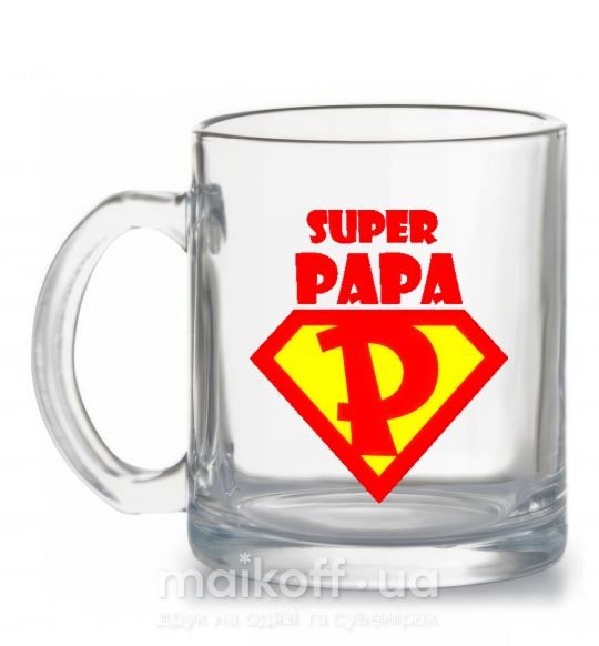 Чашка скляна SUPER PAPA Прозорий фото