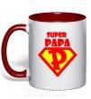 Чашка с цветной ручкой SUPER PAPA Красный фото
