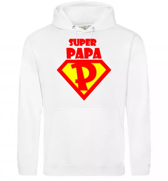 Мужская толстовка (худи) SUPER PAPA Белый фото
