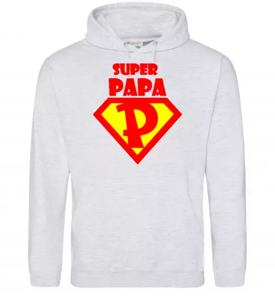 Мужская толстовка (худи) SUPER PAPA Серый меланж фото