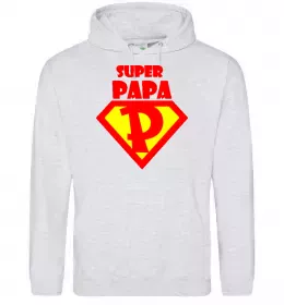 Мужская толстовка (худи) SUPER PAPA Серый меланж фото