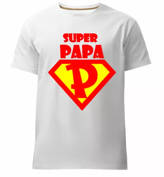 Мужская премиум футболка SUPER PAPA Белый фото